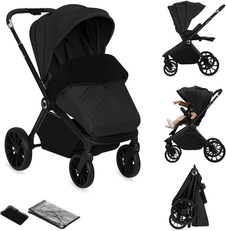 Poussette Lionelo mika plus - roues tout terrain - légère - siège réglable - capote XXL avec UPF 50+ - pliable compacte - accessoires inclus