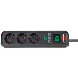 Multiprise Brennerstuhl eco-line 13 500a avec protection contre les surtensions, multiprise 3 voies (anthracite, 1,5 mètres)