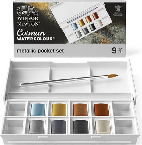 Winsor Newton Cotman boîte de poche métallique ensemble d'aquarelle 8 casseroles