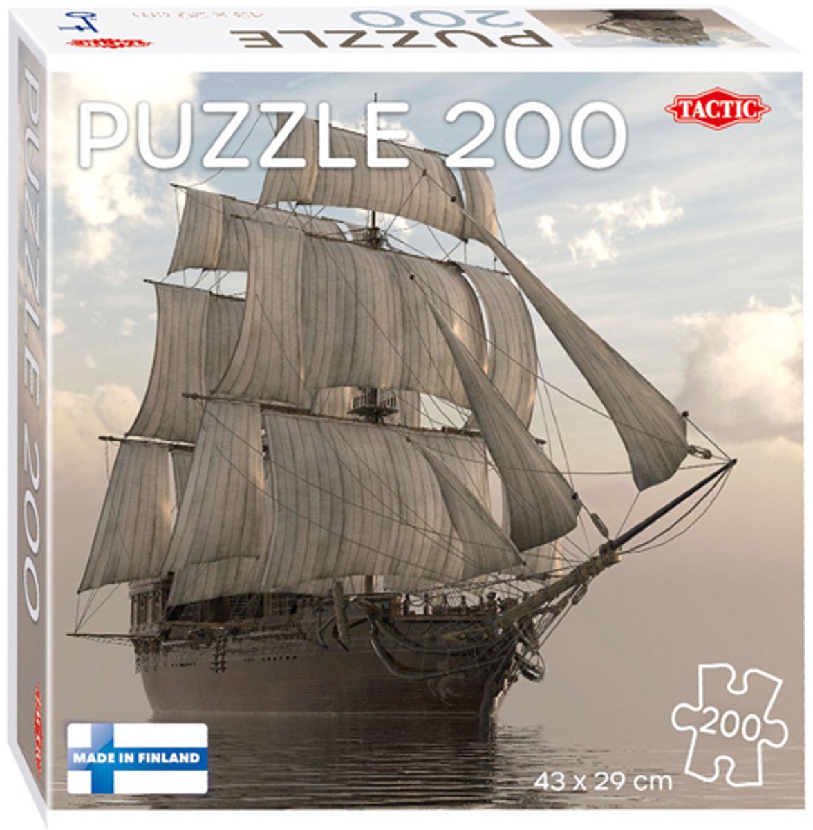 Voilier tactique en mer – puzzle – 200 pièces – paysage marin tranquille avec voilier – design épuré et apaisant – haute qualité scandinave