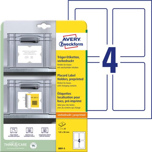 Etiketten avery zweckform 8001-20 wit a4
