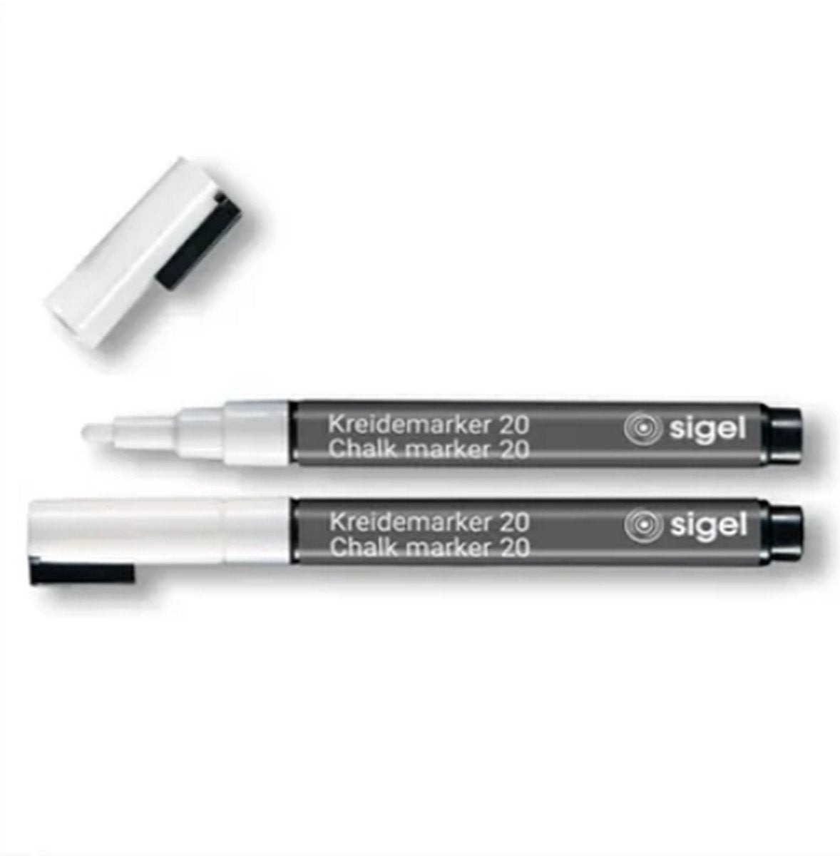Marqueur à craie Sigel sans marque sans marque - blanc - pointe ronde 1-2 mm - 2 pièces - si-ba178