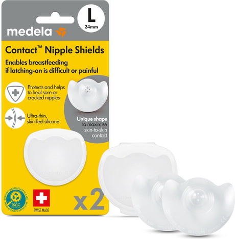 Medela protège-mamelons de contact - aide à l'allaitement - taille l - 24 mm - 2 pièces