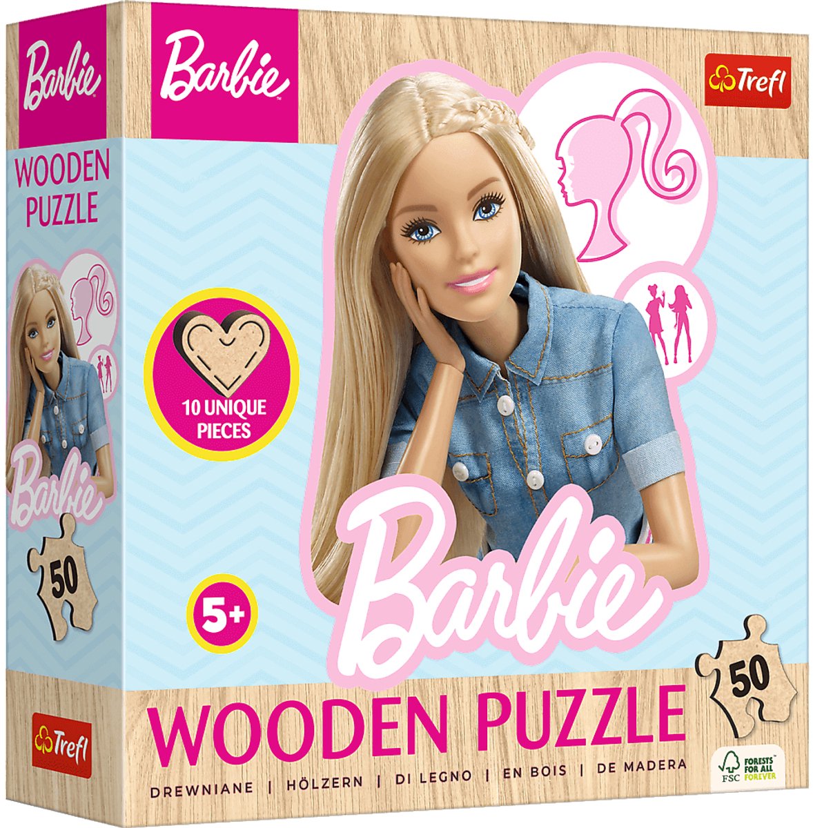 Trefl préféré à la mode Barbie Mattel Wood Puzzle en bois - 50 pièces - à partir de 4 ans