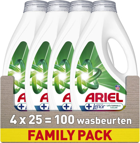 Lessive Ariel + touche de couleur lenor imparable - 4 x 25 lavages