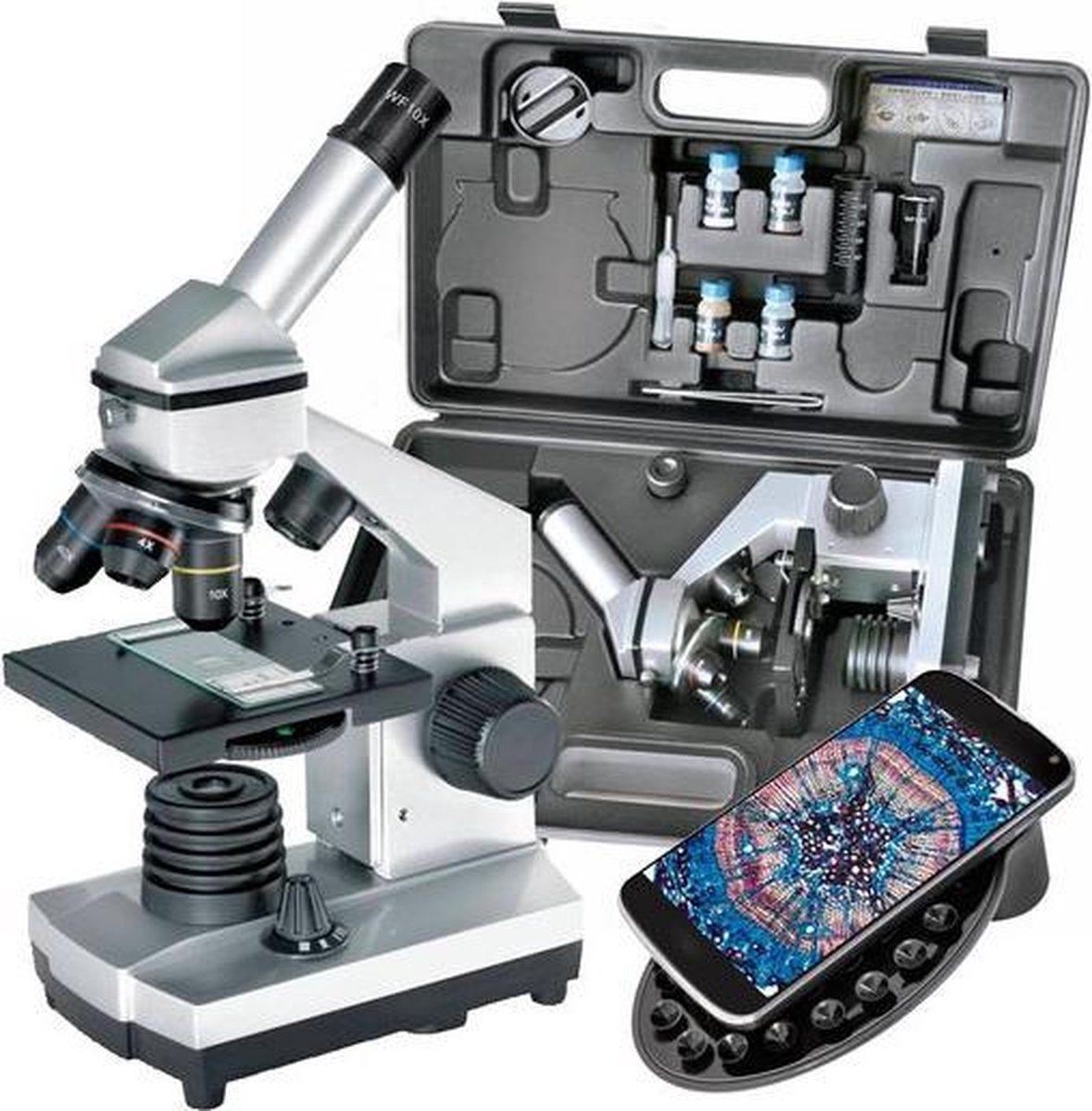 Microscope Bresser - biolux ca - 40x-1024x avec étui - incl. accessoires et adaptateur pour smartphone