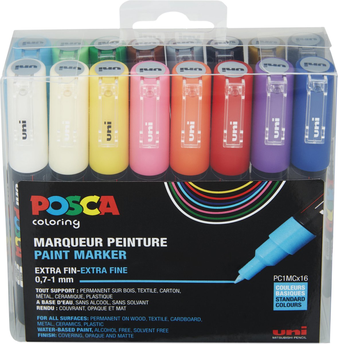 Marqueurs Posca uni couleurs standards pc1mc trait 0,7-1 mm