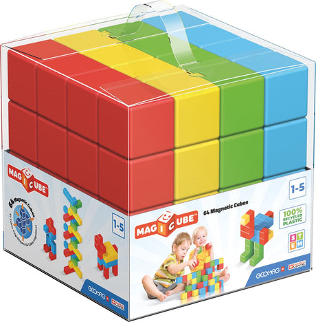 Geomag magicube green line junior recyclé - blocs de construction magnétiques - 24 pièces - à partir de 1 an