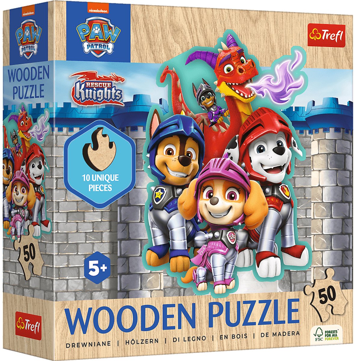 Trefl Paw Patrol Puzzle pour Enfants en Bois Puzzle en Bois - 50 pièces - à partir de 4 Ans