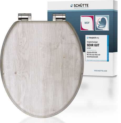 Abattant WC Schütte 80192 bois clair - bois MDF - fermeture amortie - charnières chromées - capacité de charge jusqu'à 175 kg - décor - impression 3 faces