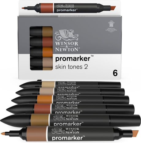 Winsor Newton 0290115 Promarker™ 6 tons de peau ensemble 2 | marqueurs de mise en page professionnels marqueurs à alcool