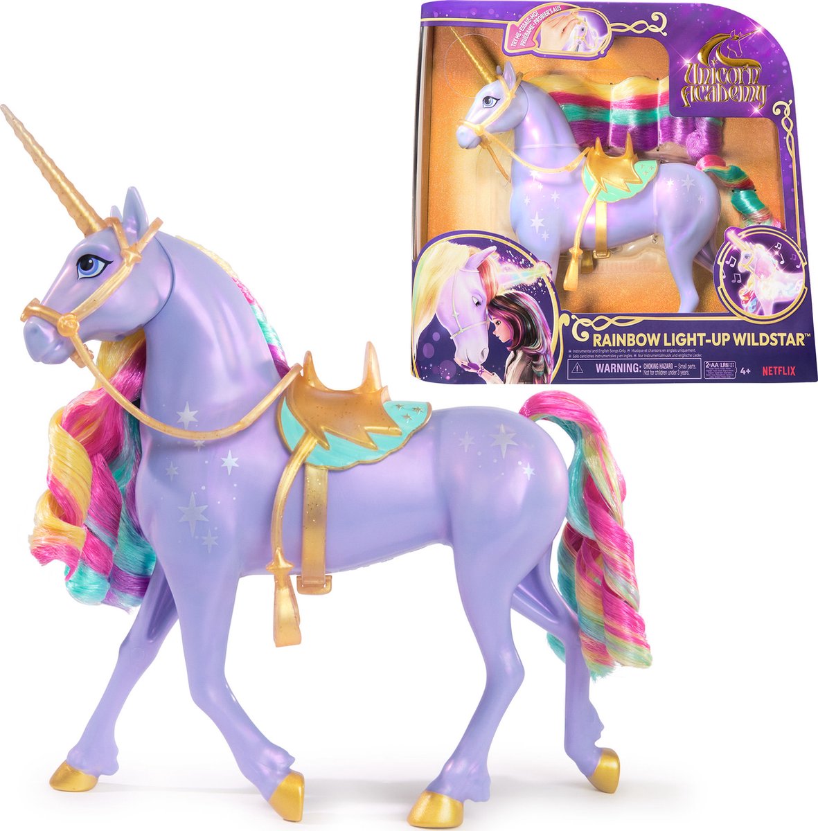 Unicorn Academy Licorne Wildstar arc-en-ciel lumineux 28 cm