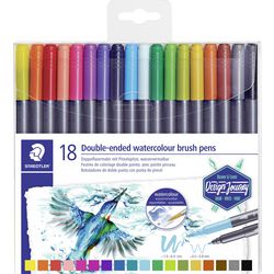 Staedtler design journey - dubbele brush pen met penseelpunt - set 18 st