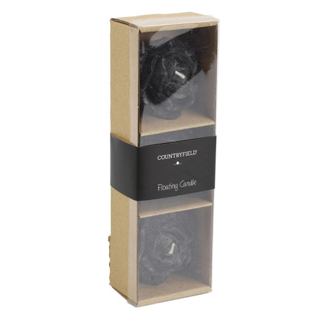Countryfield drijfkaars bloem rosi m zwart 6cm set van 3