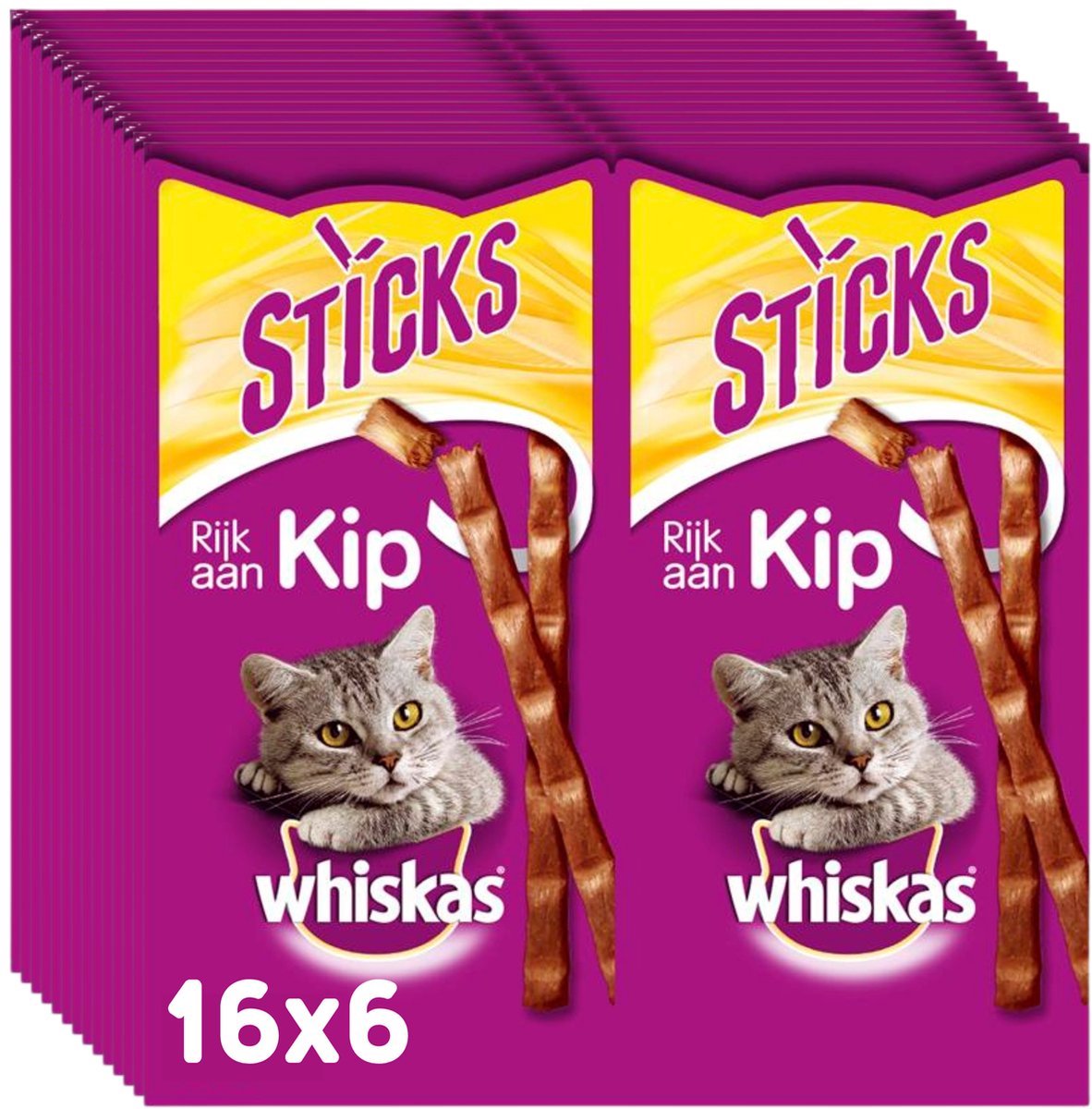 Snacks pour chats Whiskas - bâtonnets de poulet - 14x6 pièces