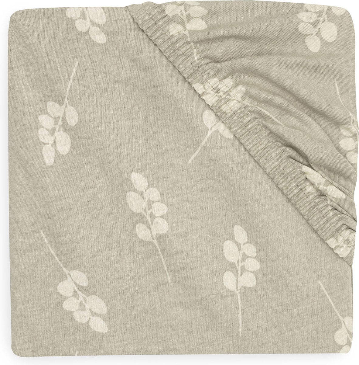 Jollein - hoeslaken jersey 60x120cm - wieg, ledikant, babybed - twig - olive green