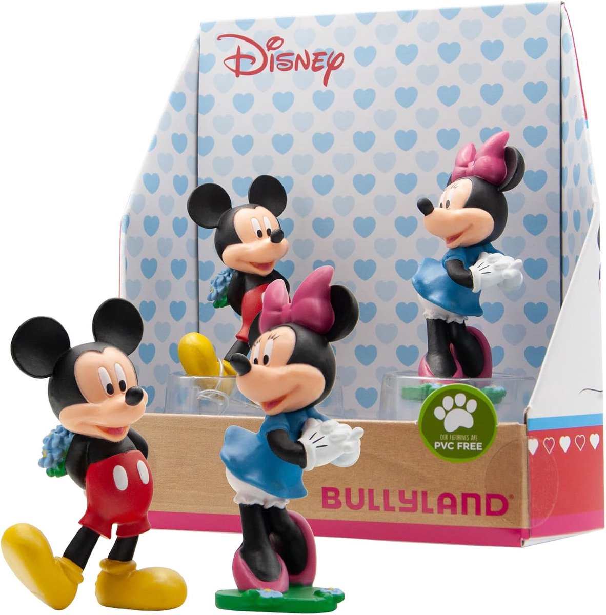 Bullyland 15077 – Ensemble de figurines de jeu Disney Mickey Minnie Valentine – design réaliste et détaillé – idéal comme figurine de gâteau, objet de collection ou cadeau joyeux pour les enfants âgés de 3 ans et plus