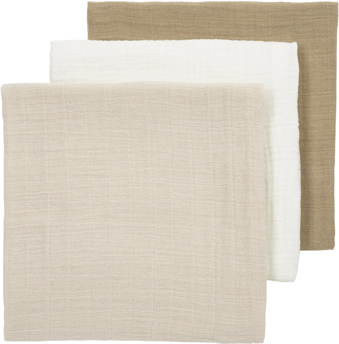Meyco baby uni pre-washed hydrofiele doeken - 3-pack - pre-washed hydrofiel - offwhite soft sand taupe - 70x70cm