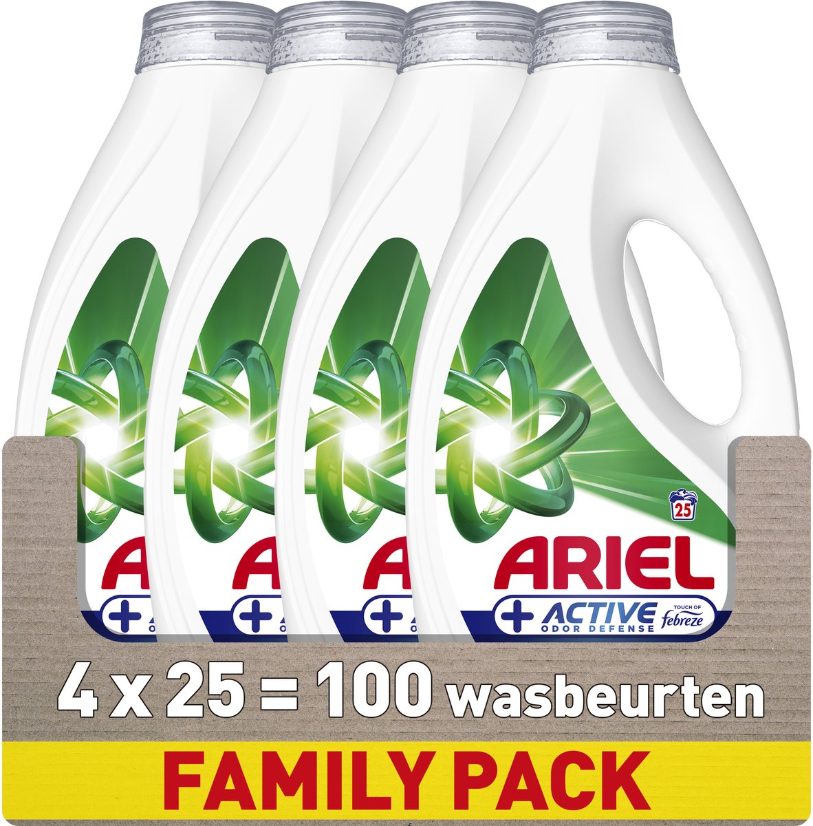 Lessive liquide Ariel + protection active contre les odeurs - 4 x 25 lavages