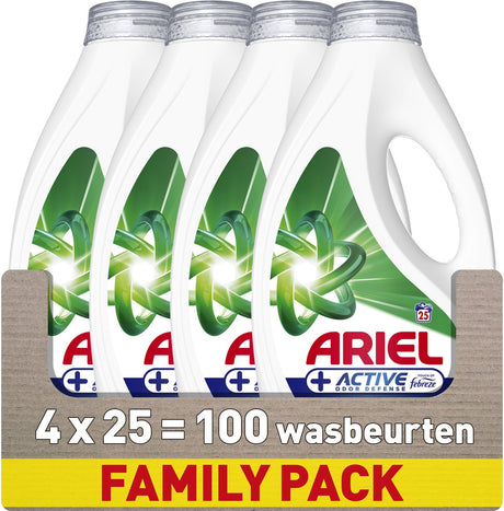 Lessive liquide Ariel + protection active contre les odeurs - 4 x 25 lavages