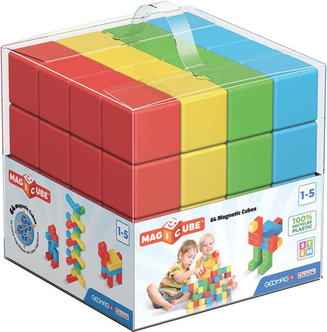 Geomag magicube green line recyclé - blocs de construction magnétiques - 64 pièces - à partir de 4 ans