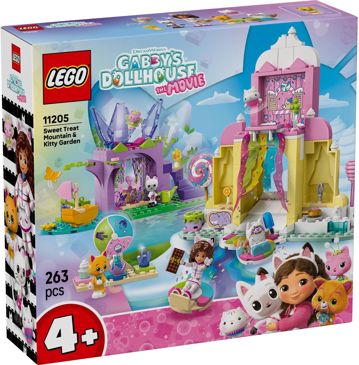 Maison de poupée Lego Gabby 11205, montagne de bonbons et jardin de chatons