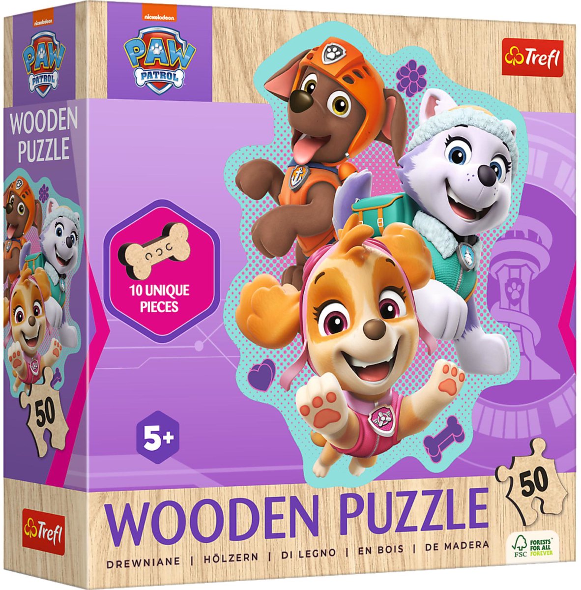 Puzzle en bois Trefl Paw Patrol 50 pièces - Jeu éducatif pour enfants.