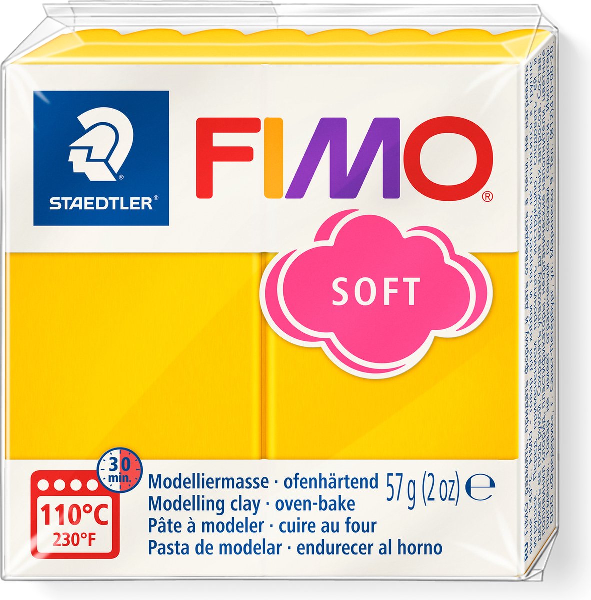 Fimo soft 8020 - pâte à modeler durcissant au four - bloc standard 57g - jaune coucher de soleil