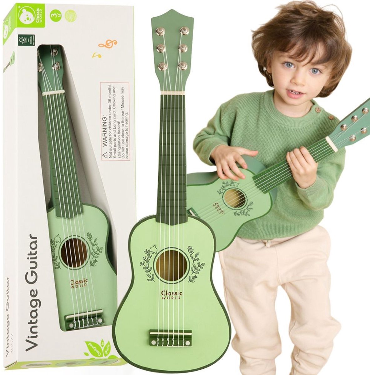 Lobbes jouets bv guitare en bois du monde classique pour enfants instrument de musique vintage 3+ - uni
