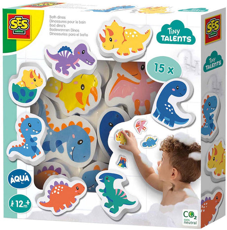 Ses creative - petits talents - ensemble de dinosaures pour le bain - dinosaures en mousse - coller sur carrelage mouillé - stimule l'imagination - jouets de bain sûrs - jeu créatif - jouets dinosaures