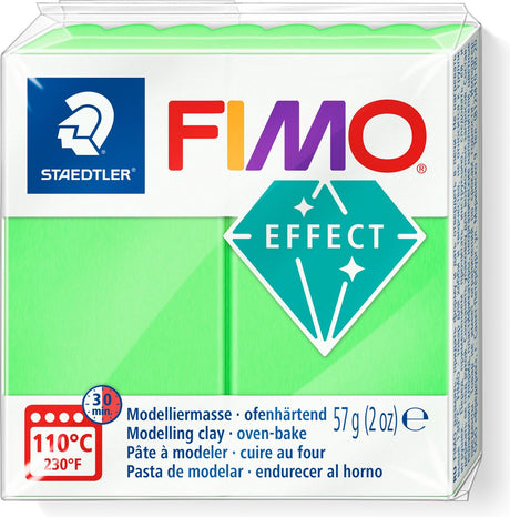 Pâte à modeler Fimo effect durcissant au four bloc standard 57 g - vert fluo