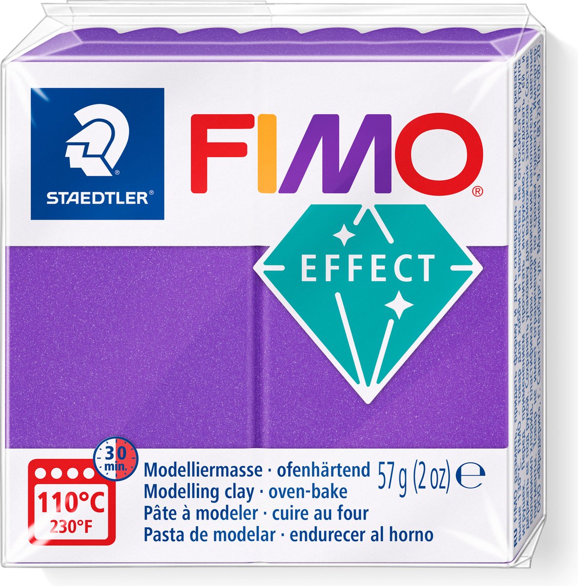 Pâte à modeler Fimo effect durcissant au four bloc standard 57 g - lilas métallisé
