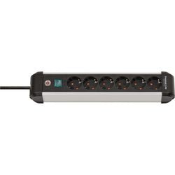 Prise Brennerstuhl premium-alu-line avec interrupteur 6 voies 3m h05vv-f 3g1.5 - 1391030600