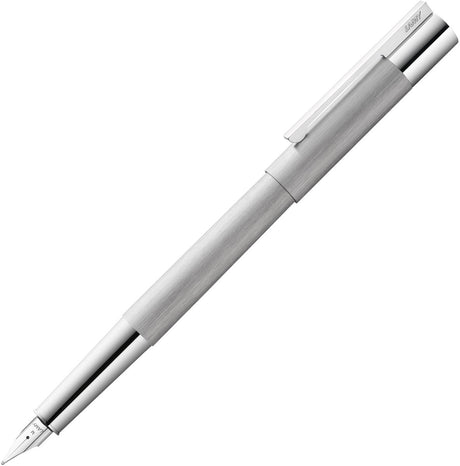 Stylo plume Lamy scala 051 - stylo plume en acier inoxydable satiné en argent avec clip de poignée chromé brillant - plume en acier inoxydable poli en largeur de trait f - incl. cartouche d'encre t 10 bleue - rechargeable en permanence