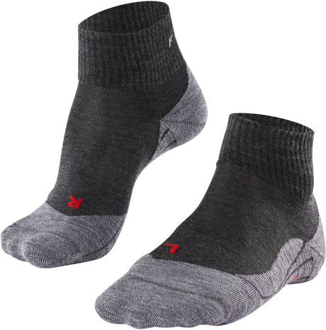 Falke tk5 chaussettes de marche courtes anti-ampoules en laine fine matière fonctionnelle femme gris - taille 37-38