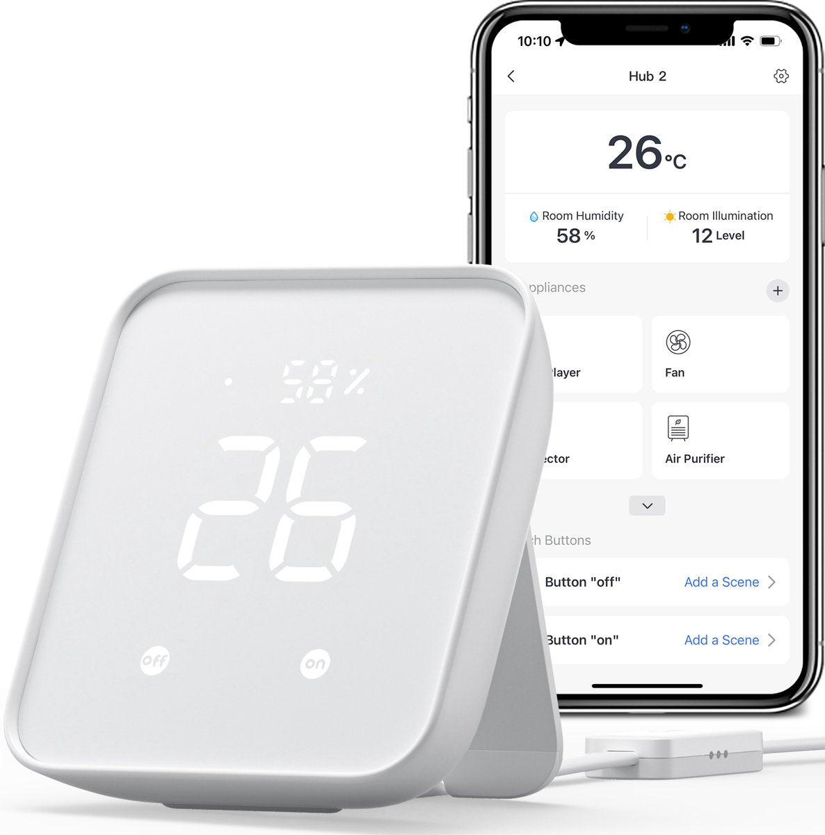 Switchbot hub 2 - transformez votre mobile en télécommande - hygromètre WiFi intelligent - prend en charge la matière