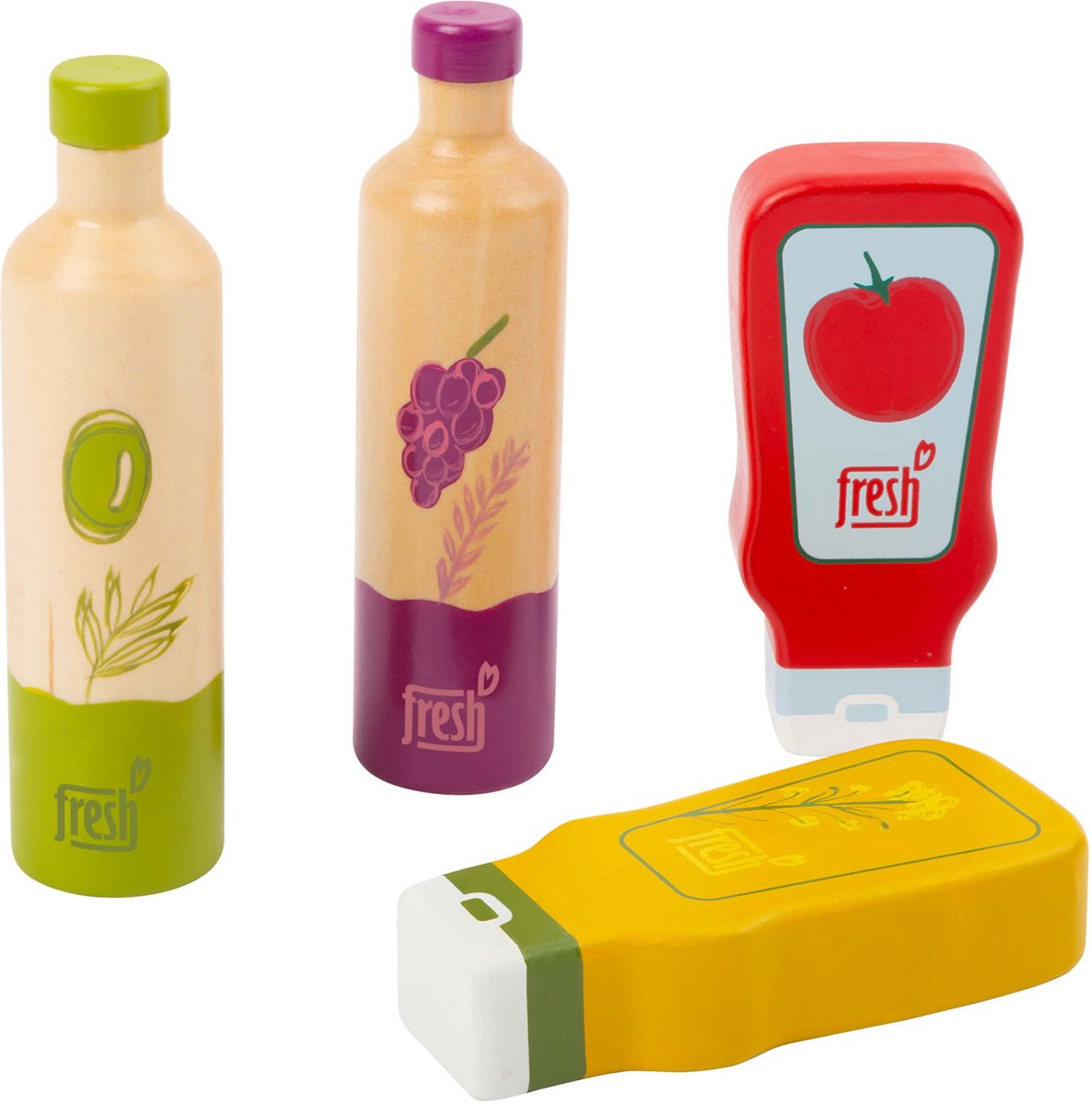 Small foot - sauces et huile de nourriture en bois, 4 pcs.