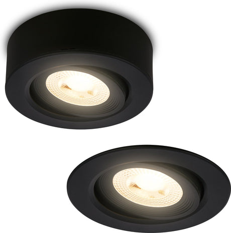 Briloner desi – spot en saillie 2 en 1 – spot en saillie ou encastrable – inclinable – lumière blanc chaud – noir – ø9 x 3 cm