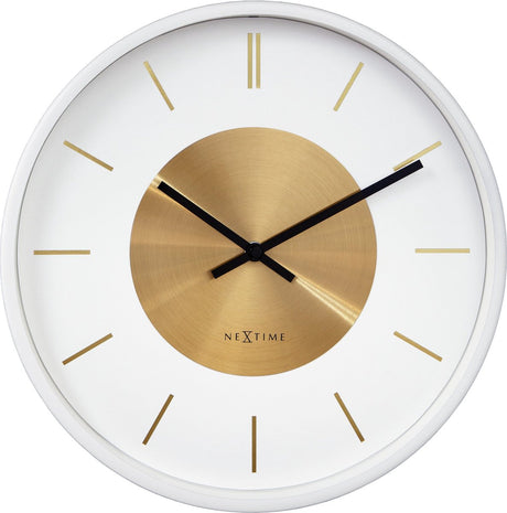 Nexttime retro ii – horloge murale – 25 cm – métal – or blanc – silencieuse