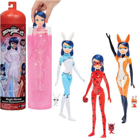 Bandai - coccinelle miraculeuse - poupée surprise changement de couleur marinette - poupée miraculeuse articulée 26 cm + 3 surprises - poupée changement de couleur - modèle aléatoire - jouet enfant 4 ans et + - p50390
