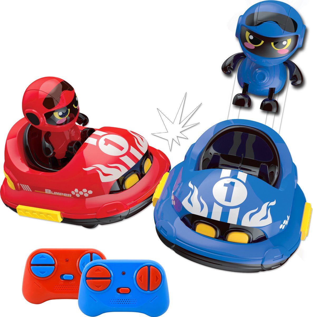 Gear2play RC Crazy Bumper Cars Duo Set – Autos tamponneuses contrôlables – Participez à un duel crash !