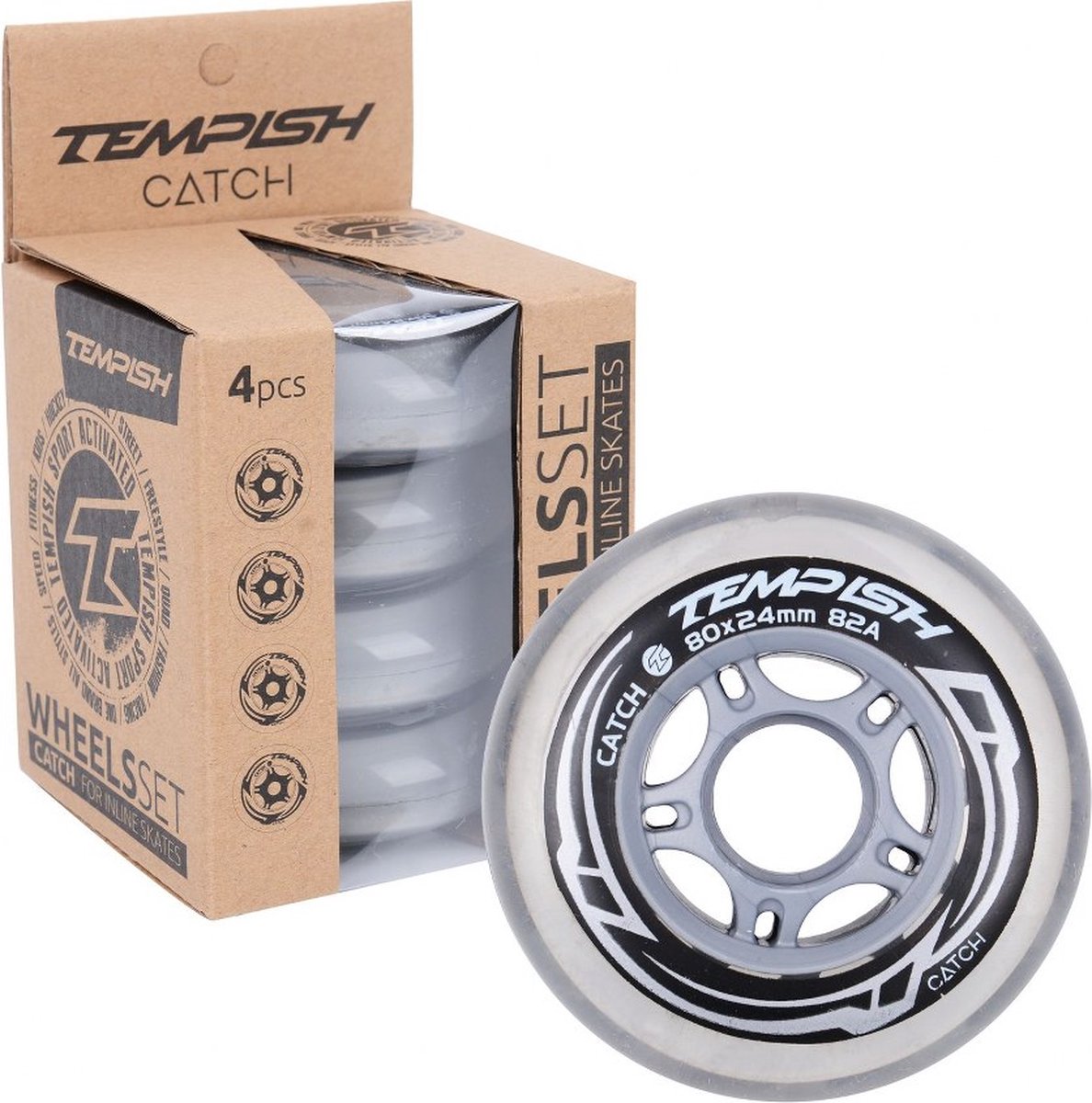 Tempish – roues catch 82a – 80 mm – 4 pièces – durabilité de l'adhérence pour les patineurs récréatifs