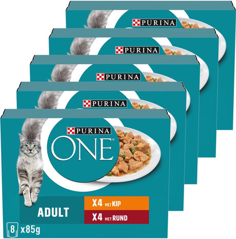 Purina one purina® one® adult - nourriture humide pour chats - poulet et bœuf - 40 x 85 g