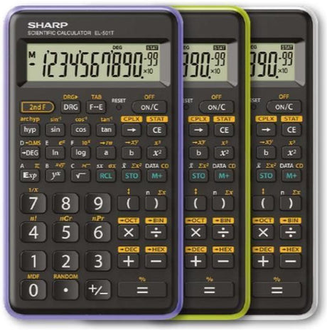 Calculatrice de poche Sharp el-501 t fonctionne sur piles, nombre de positions d'affichage : 12