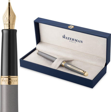 Stylo plume Waterman hémisphère | la version subtile | gris pierre | plume moyenne en acier inoxydable | avec coffret cadeau