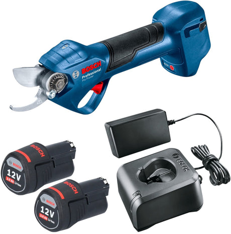 Sécateur sans fil Bosch pro pruner professional 12 v (06019k1021) + 2x batterie 3,0 ah + chargeur