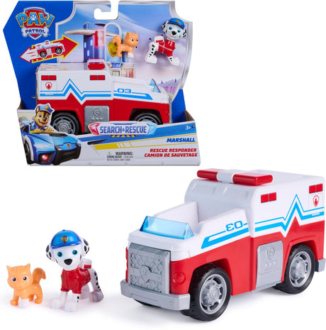 Paw Patrol - Recherche et sauvetage - Véhicule de sauvetage de Marshall avec fonction de retrait à 2 figurines - Véhicules jouets