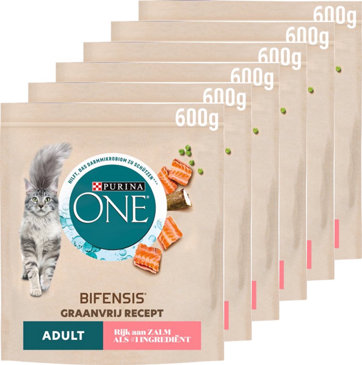 Purina one purina® one® adulte sans céréales - nourriture pour chat - saumon - 6 x 600 g