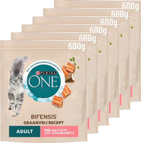 Purina one purina® one® adulte sans céréales - nourriture pour chat - saumon - 6 x 600 g