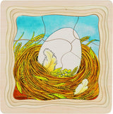 Poulet de puzzle de couche en bois goki